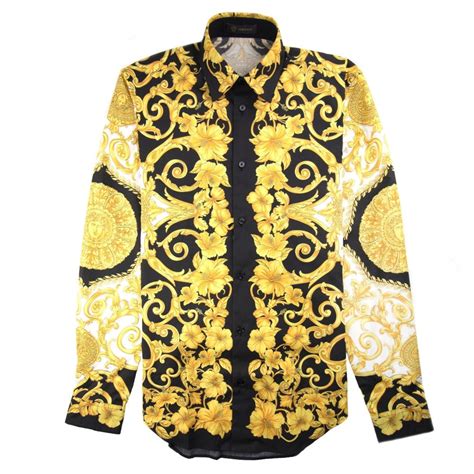 black and gold versace button up shirt|Versace inspired shirts.